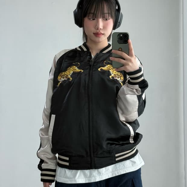 일본 빈티지 리버시블 스카쟌