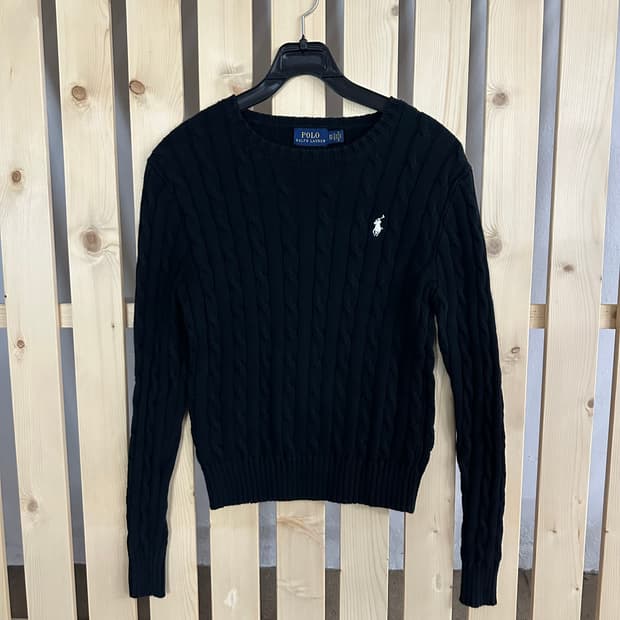 (S) 폴로 랄프로렌 블랙 케이블 니트 스웨터