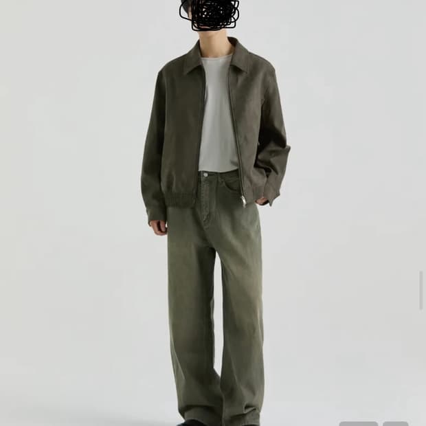 신세틱 스웨이드 미니멀 블루종 재킷