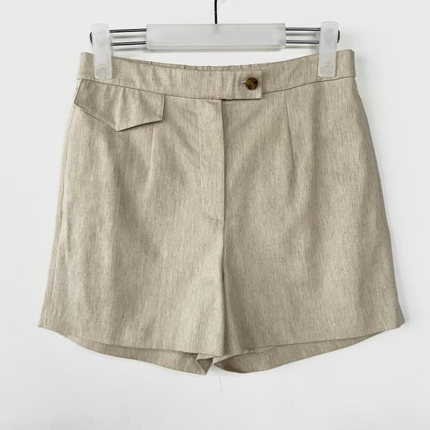 더캐시미어 린넨 코튼 백 밴딩 쇼츠