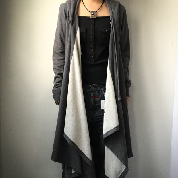 Zucca drape open hood cardigan