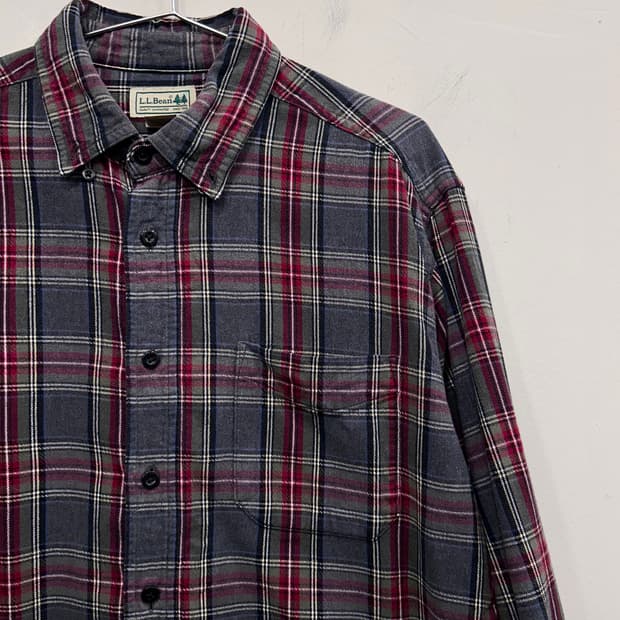 L.L Bean 엘엘빈 옴브레 체크 코튼 크롭셔츠