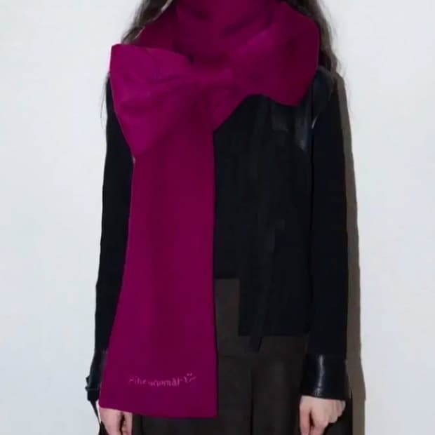 핀쿠노마루 리본 머플러 딥 마젠타