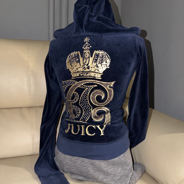 juicy couture back printing hood zip-up