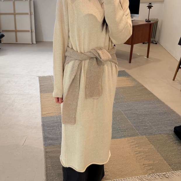 NIDO 25PS Simple Turtleneck Dress, Ecru