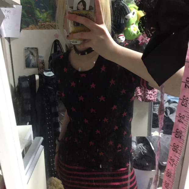 빈티지 XOXO 별 스타 니트 후드 원피스