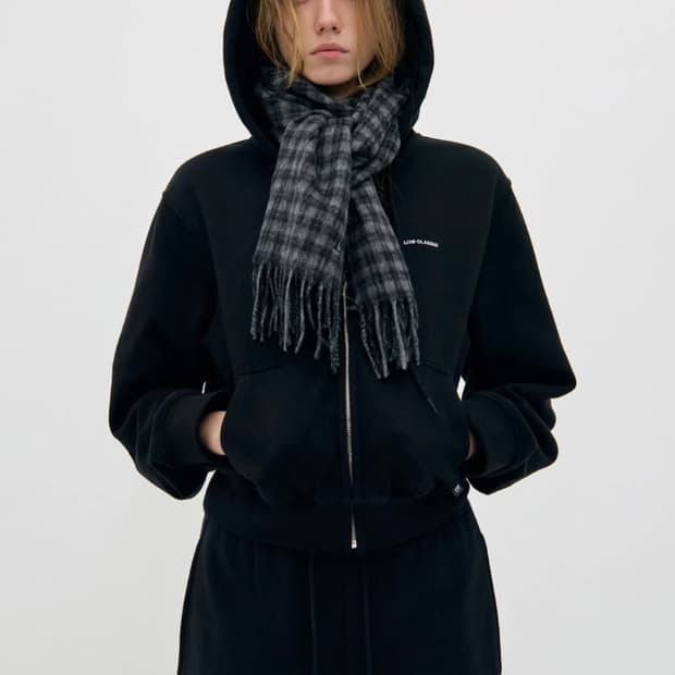 로우클래식 블랙 후드 집업