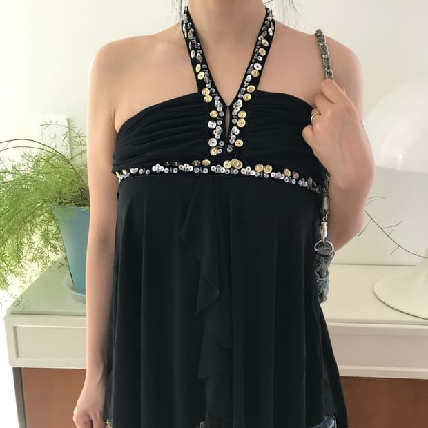 vintage halter neck beaded top