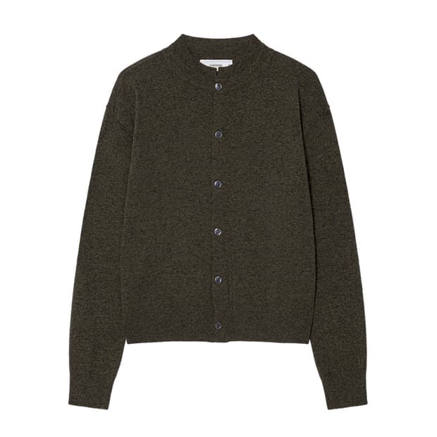 웨이비니스 더블 프레임 라운드넥 가디건 카키