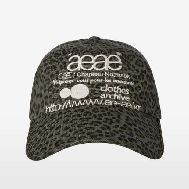 에이이에이이 WEB LOGO LEOPARD CAP [KHAKI]