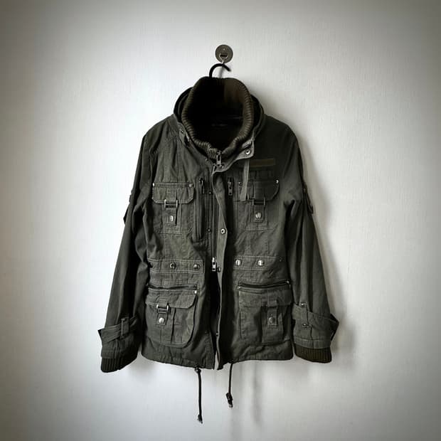 고스트오브할렘 투카라 하이넥 2way 스터드 버클 자켓 y2k 펑크