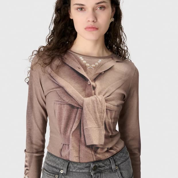 [S,M]마린세르 25fw 트롱프뢰유 니트 저지 티셔츠/베이지