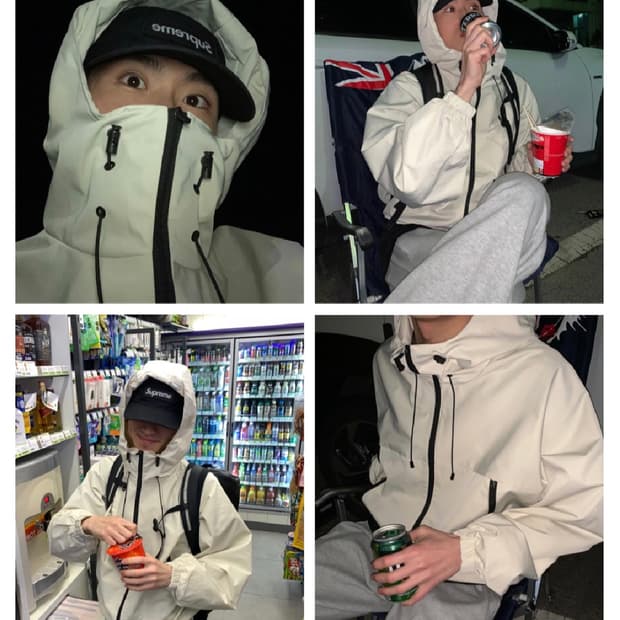 왓츠더유즈 고프 바람막이 크림 L