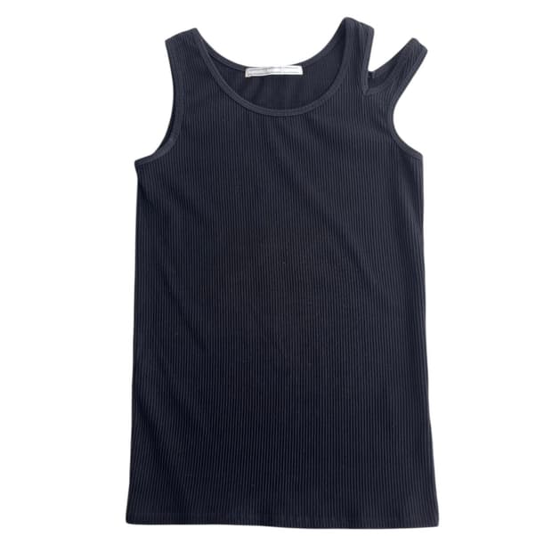 빈티지 비대칭 슬릿 슬리브리스