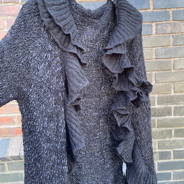 프릴짜임롱가디건