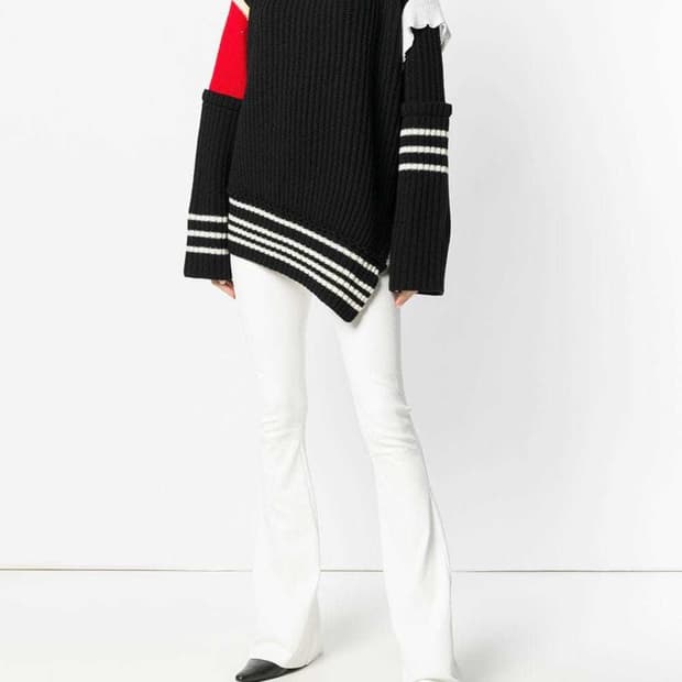 발렌시아가 블랙 패치워크 하이넥 니트