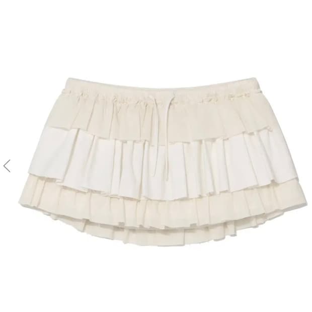 글로니 걸프렌드 러플 미니스커트 아이보리, 블랙 M