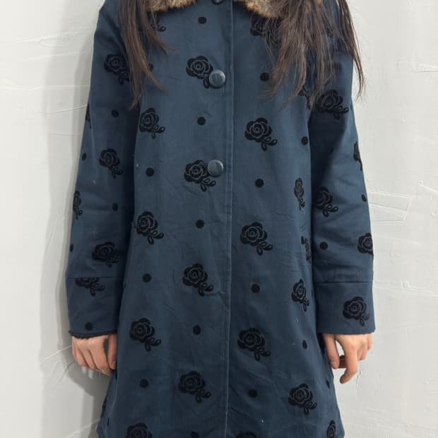 hamble dot&flower fur coat