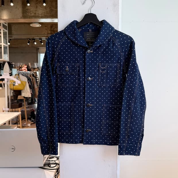 언더 시프트 네이비 도트 포켓 자켓 