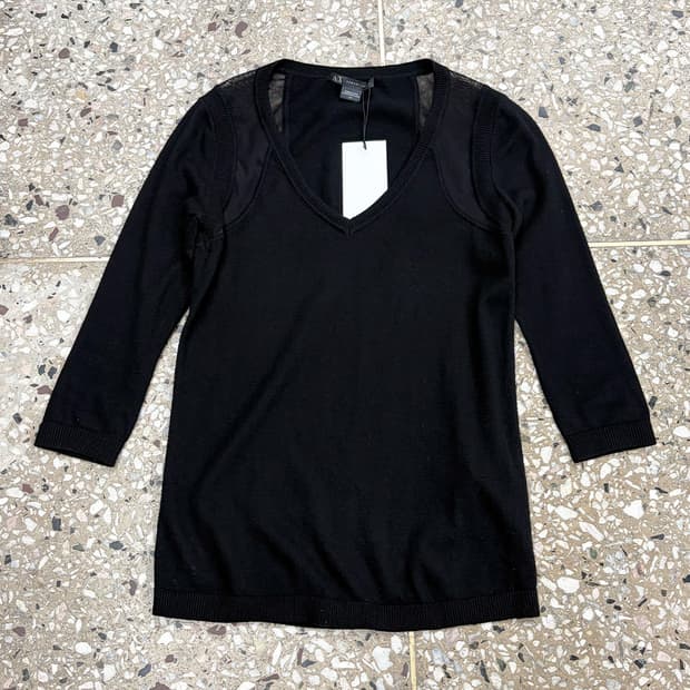 아르마니 익스체인지 메쉬 패널 니트 탑