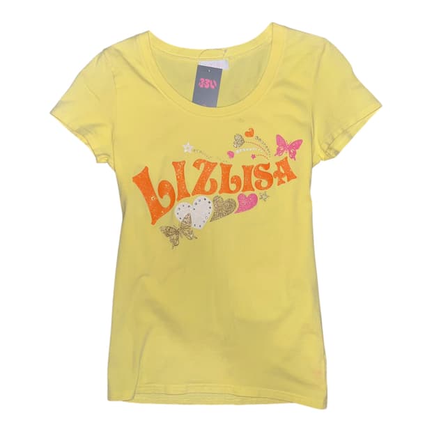 LLZLISA 리즈리사 레터링 나비 글리터 반팔티 갸루 키치 y2k