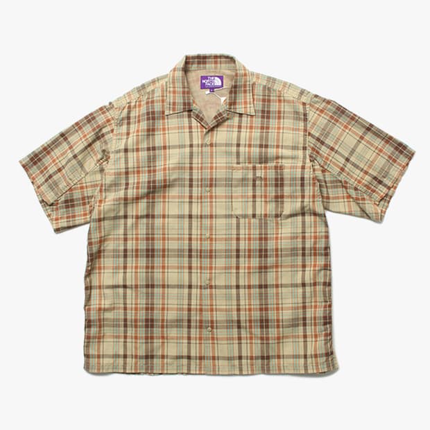  PURPLE LABEL "Beige Check Half Shirts"
