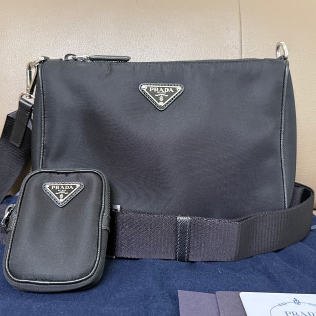 프라다 나일론 사피아노 테수토 숄더백 블랙
