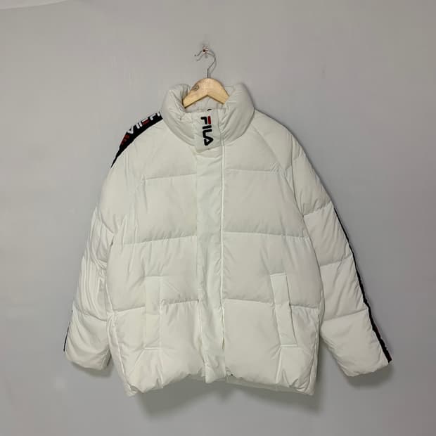 휠라 FILA 화이트 패딩 점퍼 빈티지 남녀공용 L