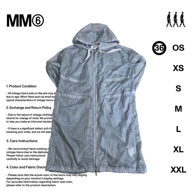 MM6 경량 나일론 롱 바람막이 자켓  36사이즈