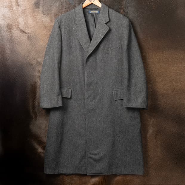 [115] 80s 브룩스브라더스 헤링본 울 오버코트 다크 그레이 