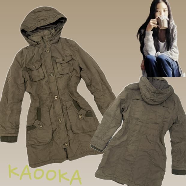 C.O.L.Z.A 그런지 카키 브라운 야상 아우터 러블리 라떼 히피 