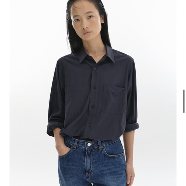 리포스 실키 포켓 셔츠 네이비 새상품
