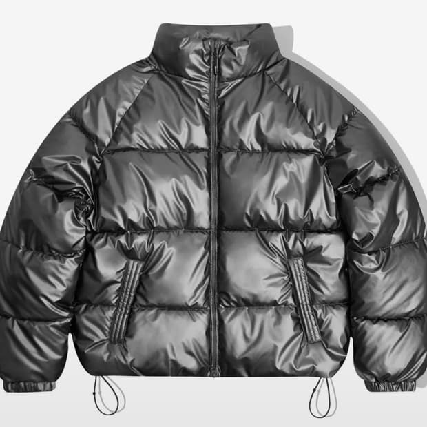 필루미네이트 글로시 레더 패딩 차콜