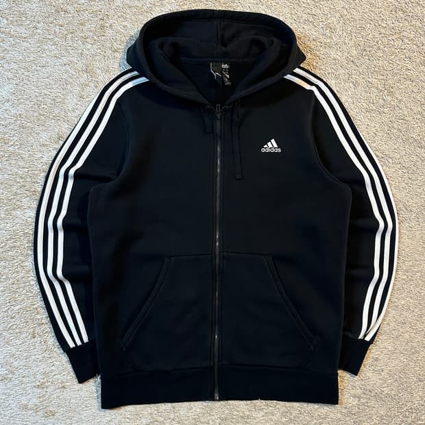 아디다스 ADIDAS 삼각로고 사이드라인 후드집업 블랙