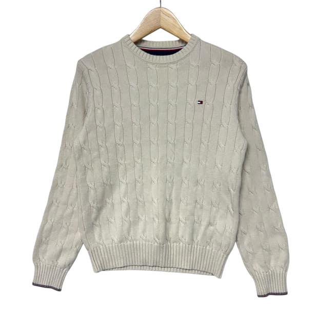 타미힐피거 스몰로고 라운드 케이블니트