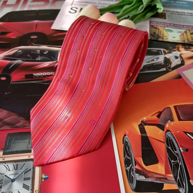 밀라숀 실크 레드 스트라이프 넥타이 9.2cm A~A+등급 A18984
