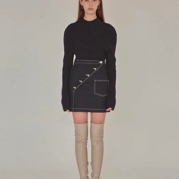 로우클래식 데님 스커트 S