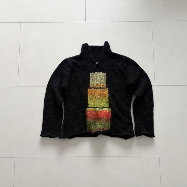 color block boucle knit