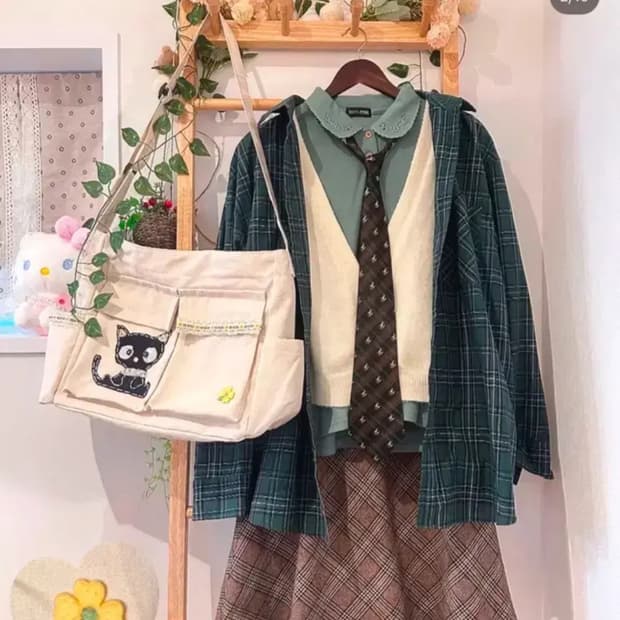 푸리밥빈티지 코디세트 코디셋 교복코디 모리걸 하구미