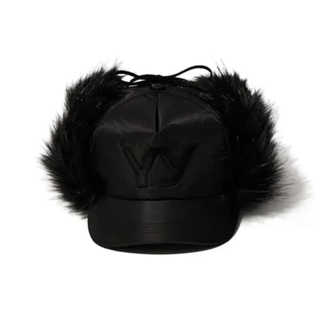 Open yy faux fur earflap cap black 닝닝 모자