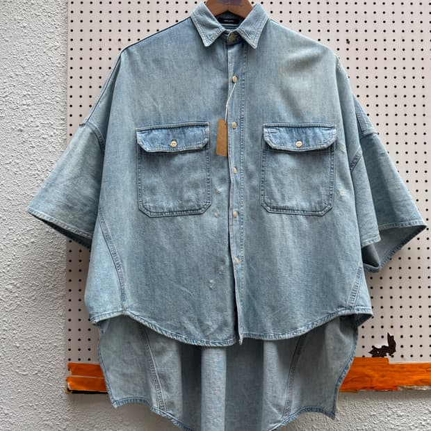 R13 OVERSIZE CUT OFF DENIM 알써틴 하프데님셔츠