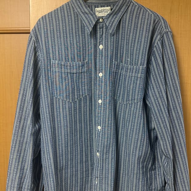 Rrl 인디고 샴브레이 도비 셔츠 L