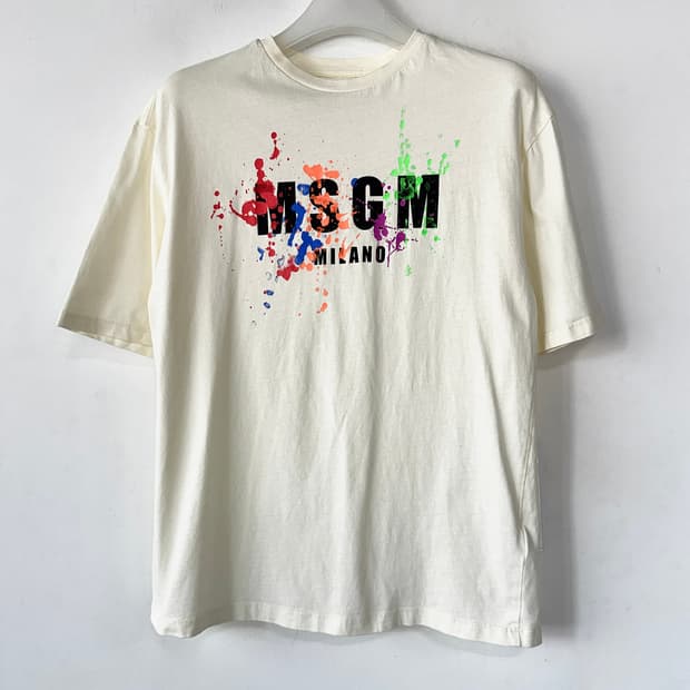 MSGM 페인트 스플래터 로고 반팔티