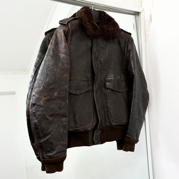 쇼트 60s 천연가죽 A-2 플라이트 자켓