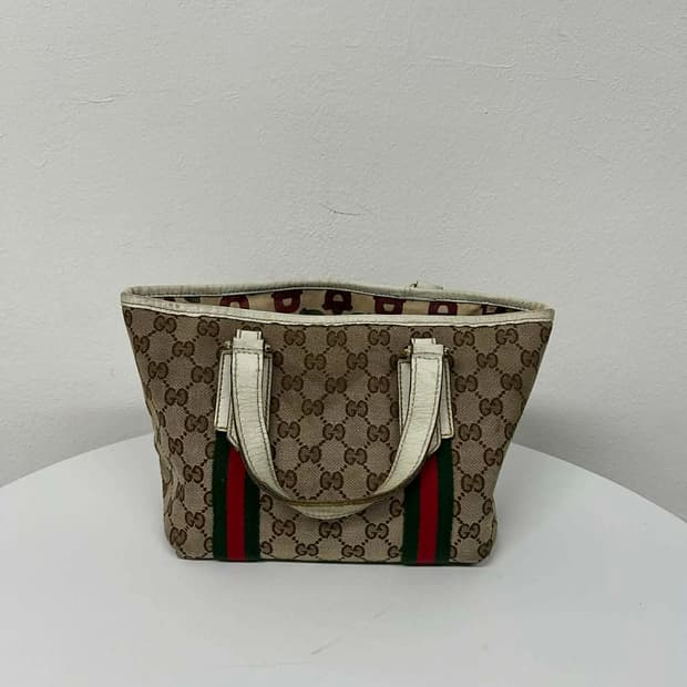 구찌 GG 캔버스 웹스트라이프 미니 토트백