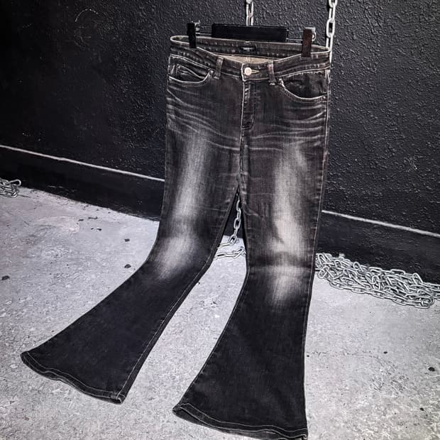 SOMETHING – Black Washed Bootcut Denim P