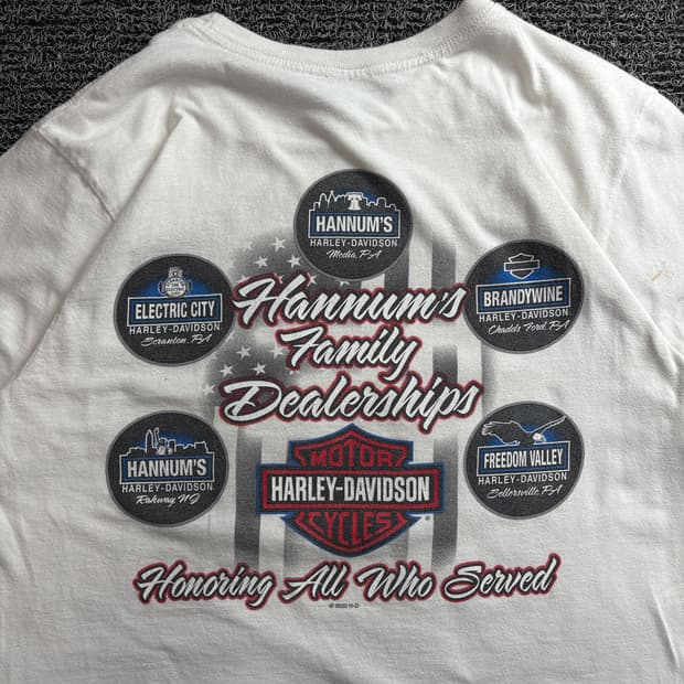00s 할리데이비슨 USA 성조기 빅로고 바이크 티셔츠 4009