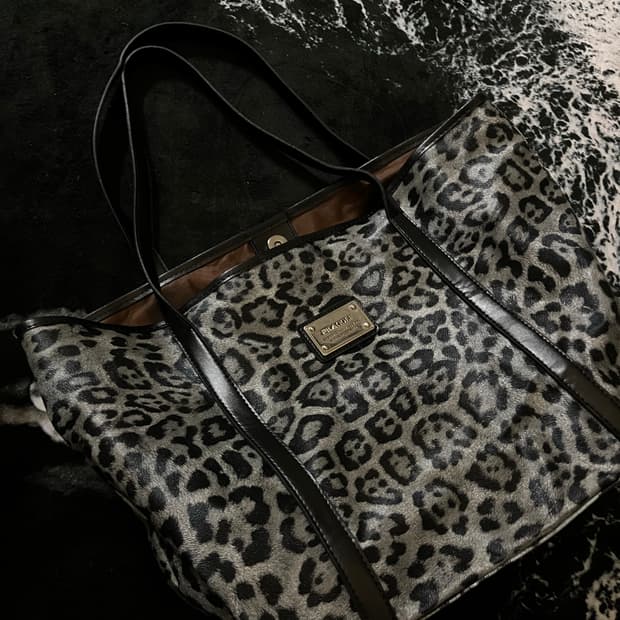 레오파드 갸루 도트백