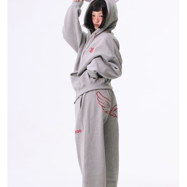 yegg 윙 후디 셋업 (기모세트) 그레이