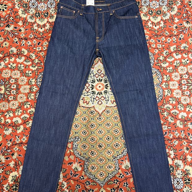[34] NUDIE JEANS 씬핀 드라이 에크루 엠보